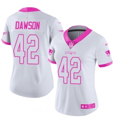 Women's Nike New England Patriots #42 Duke Dawson Limited White Pink Rush Fashion NFL Jersey