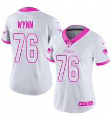 Women's Nike New England Patriots #76 Isaiah Wynn Limited White Pink Rush Fashion NFL Jersey