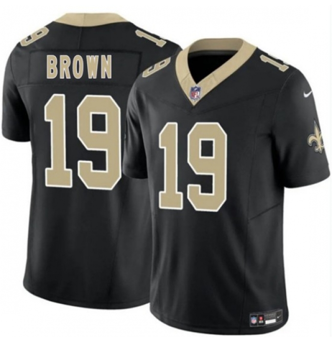 Men's New Orleans Saints #19 Barion Brown Black 2026 Draft F.U.S.E Vapor Limited Football Stitched Jersey