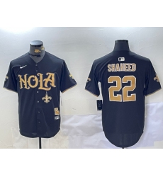 Men's New Orleans Saints #22 Rashid Shaheed Black Cool Base Stitched Baseball Jersey