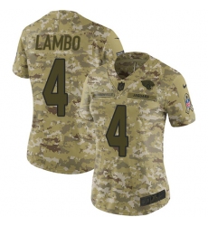 Women's Nike Jacksonville Jaguars #4 Josh Lambo Limited Camo 2018 Salute to Service NFL Jersey