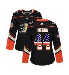 Women's Adidas Anaheim Ducks #44 Jaycob Megna Authentic Black USA Flag Fashion NHL Jersey