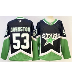 Men's Dallas Stars #53 Wyatt Johnston Black Authentic Jersey