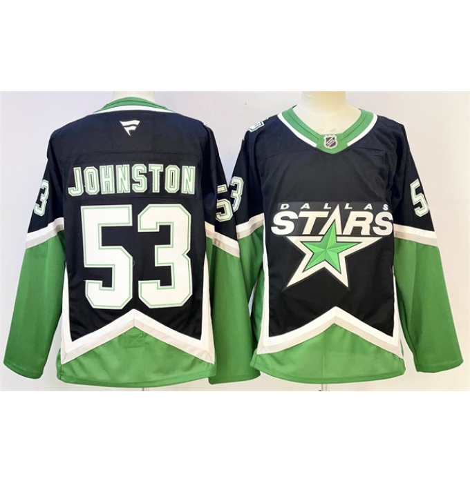 Men's Dallas Stars #53 Wyatt Johnston Black Authentic Jersey