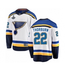 Men's St. Louis Blues #22 Chris Thorburn Fanatics Branded White Away Breakaway 2019 Stanley Cup Champions Hockey Jersey