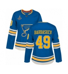 Women's St. Louis Blues #49 Ivan Barbashev Authentic Navy Blue Alternate 2019 Stanley Cup Champions Hockey Jersey