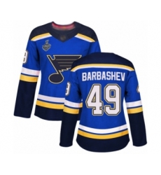 Women's St. Louis Blues #49 Ivan Barbashev Authentic Royal Blue Home 2019 Stanley Cup Final Bound Hockey Jersey