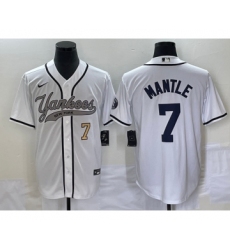 Men's New York Yankees #27 Giancarlo Stanton Number White Cool Base Stitched Baseball Jersey