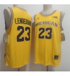 Men's Michigan Wolverines #23 Yaxel Lendeborg Yellow Vapor Limited Stitched Football Jersey