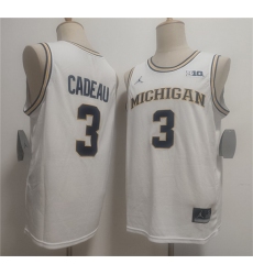 Men's Michigan Wolverines #3 Elliot Cadeau White 2026 Vapor Limited Stitched Football Jersey