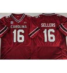 Men's South Carolina Fighting Gamecocks #16 LaNorris Sellers Garnet Stitched Jersey