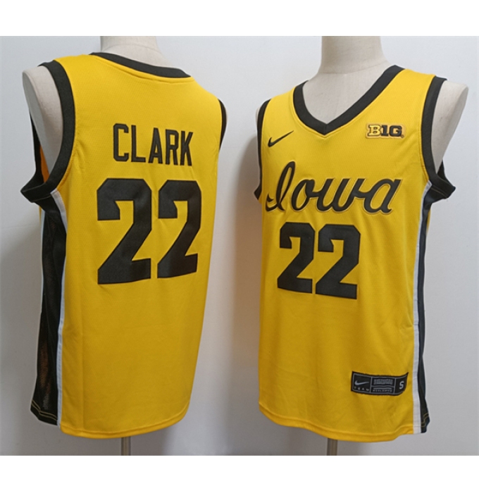 Men's Iowa Hawkeyes #22 Caitlin Clark Yellow Stitched Jersey