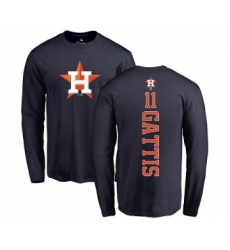 MLB Nike Houston Astros #11 Evan Gattis Navy Blue Backer Long Sleeve T-Shirt