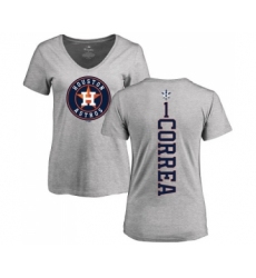 MLB Women's Nike Houston Astros #1 Carlos Correa Ash Backer T-Shirt