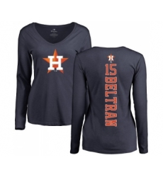 MLB Women's Nike Houston Astros #15 Carlos Beltran Navy Blue Backer Long Sleeve T-Shirt