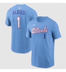 Men's Atlanta Braves #1 Ozzie Albies Powder Blue 2026 City Connect T-Shirt