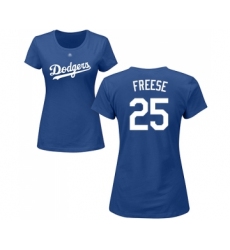 Baseball Women's Los Angeles Dodgers #25 David Freese Royal Blue Name & Number T-Shirt