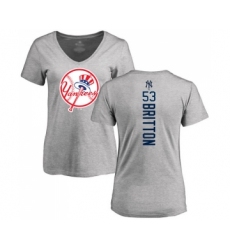 Baseball Women's New York Yankees #53 Zach Britton Ash Backer T-Shirt