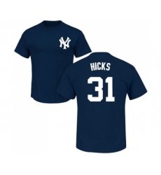 MLB Nike New York Yankees #31 Aaron Hicks Navy Blue Name & Number T-Shirt