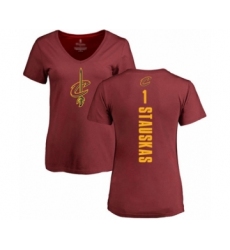 Basketball Women's Cleveland Cavaliers #1 Nik Stauskas Maroon Backer T-Shirt