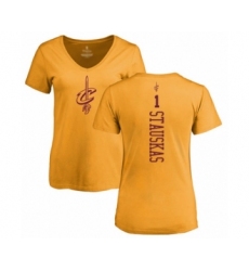 Basketball Women's Cleveland Cavaliers #10 Darius Garland Gold One Color Backer Slim-Fit V-Neck T-Shirt