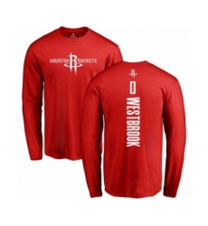 Basketball Houston Rockets #0 Russell Westbrook Red Backer Long Sleeve T-Shirt