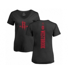 Basketball Women's Houston Rockets #0 Russell Westbrook Black One Color Backer Slim-Fit V-Neck T-Shirt