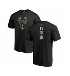 Basketball Milwaukee Bucks #17 Pau Gasol Black One Color Backer T-Shirt