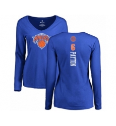 Basketball Women's New York Knicks #6 Elfrid Payton Royal Blue Backer Long Sleeve T-Shirt