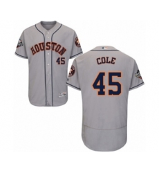 Men's Houston Astros #45 Gerrit Cole Grey Road Flex Base Authentic Collection 2019 World Series Bound Baseball Jersey