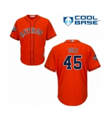 Youth Houston Astros #45 Gerrit Cole Authentic Orange Alternate Cool Base 2019 World Series Bound Baseball Jersey