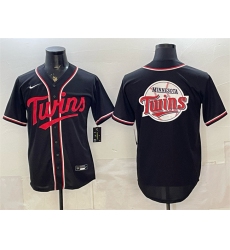 Men's Minnesota Twins Team Big Logo 2026 Fashion Replica Black Out Stitched Baseball Jersey
