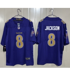 Men's Baltimore Ravens #8 Lamar Jackson Purple 2026 Alternate Vapor Limited Football Stitched Jersey