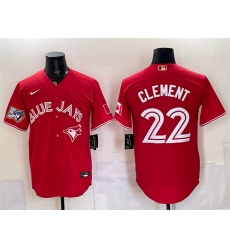 Men's Toronto Blue Jays #22 Ernie Clement Red 50 Seasons Stitched Baseball Jersey