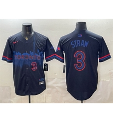 Men's Toronto Blue Jays #3 Myles Straw Navy 2024 City Connect Limited Stitched Baseball Jersey