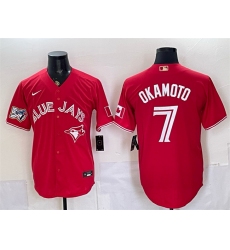 Men's Toronto Blue Jays #7 Kazuma Okamoto Red 50 Seasons Stitched Baseball Jersey