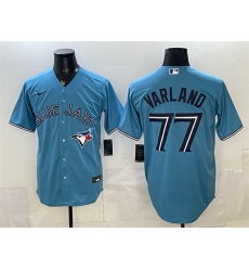 Men's Toronto Blue Jays #77 Louis Varland Blue Stitched Baseball Jersey
