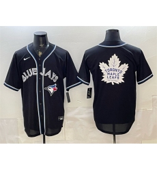Men's Toronto Blue Jays & Leafs With White Leafs Logo 2026 Fashion Replica Black Out Stitched Baseball Jersey