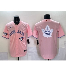 Men's Toronto Blue Jays & Leafs With White Leafs Logo Pink 50 Seasons Stitched Baseball Jersey
