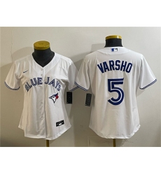 Women's Toronto Blue Jays #5 Daulton Varsho White Cool Base Stitched Baseball Jersey(Run Small)