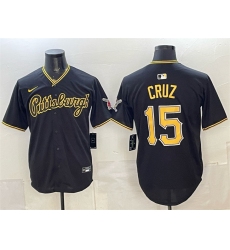 Men's Pittsburgh Pirates #15 Oneil Cruz Black Limited Stitched Baseball Jersey