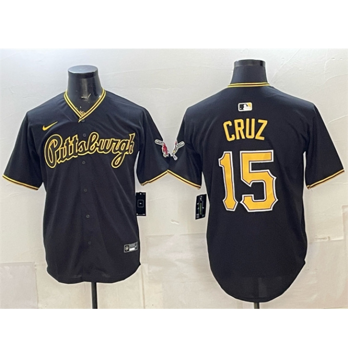 Men's Pittsburgh Pirates #15 Oneil Cruz Black Limited Stitched Baseball Jersey