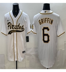 Men's Pittsburgh Pirates #6 Konnor Griffin White Cool Base Stitched Baseball Jersey
