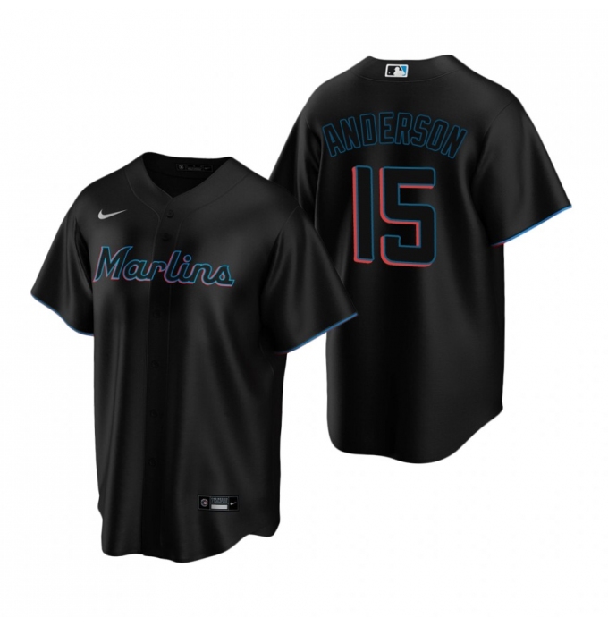 Men's Nike Miami Marlins #15 Brian Anderson Black Alternate Stitched Baseball Jersey