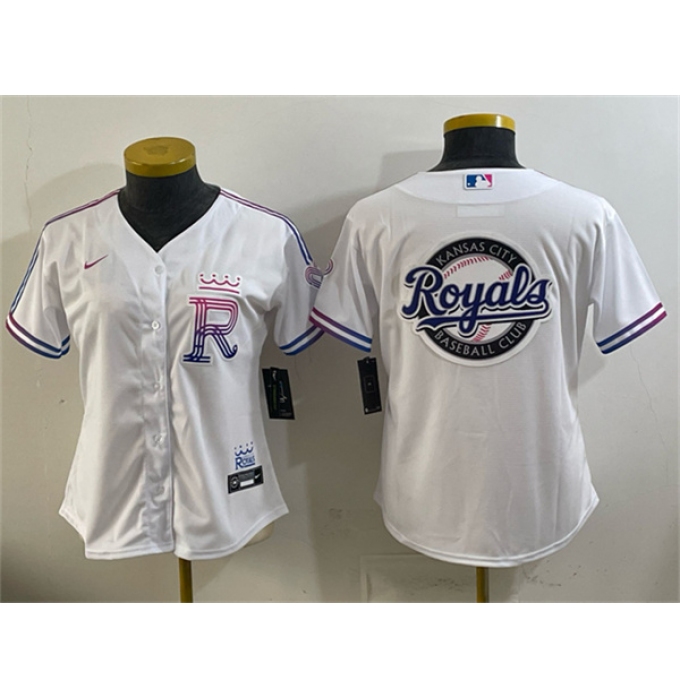 Youth Kansas City Royals Team Big Logo White 2026 City Connect Stadium Stitched Baseball Jersey