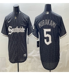 Men's Chicago White Sox #5 Munetaka Murakami Black 2021 City Connect Cool Base Stitched Jersey