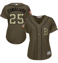 Women's Majestic Boston Red Sox #25 Tony Conigliaro Authentic Green Salute to Service 2018 World Series Champions MLB Jersey