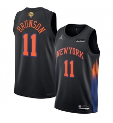 Men's New Yok Knicks #11 Jalen Brunson Black 2026 Finals Statement Edition Stitched Jersey