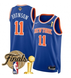 Men's New Yok Knicks #11 Jalen Brunson Blue 2026 Finals And Finals Champions Icon Edition Stitched Basketball Jersey