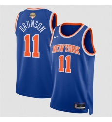 Men's New Yok Knicks #11 Jalen Brunson Blue 2026 Finals Icon Edition Stitched Basketball Jersey